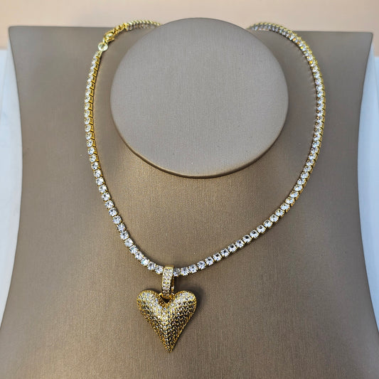 Collar Baño de Oro Cristal Austriaco Dulce Corazon