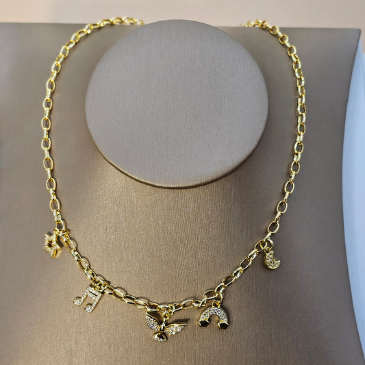 Collar Baño de Oro Cristal Austriaco Charms Melodia del Alma
