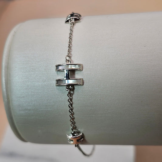 Pulsera Baño de Plata Rodinada H Nacar