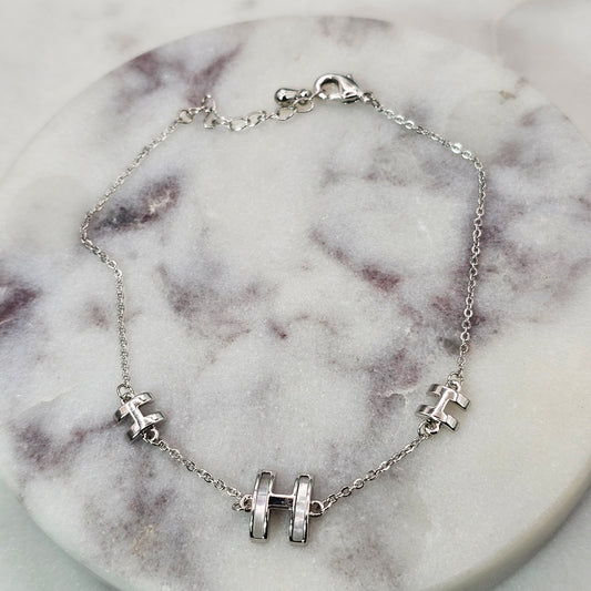 Pulsera Baño de Plata Rodinada H Nacar