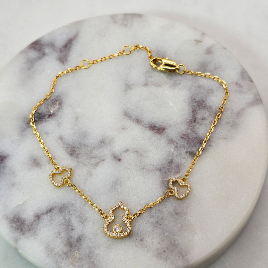 Pulsera Baño de Oro Cristal Austriaco Sutil Calabaza