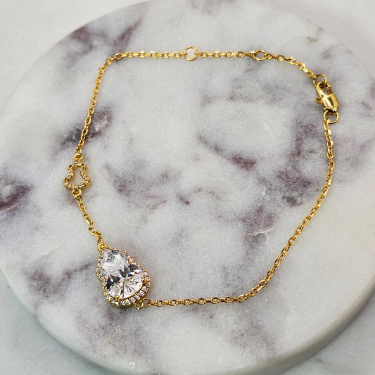 Pulsera Baño de Oro Cristal Austriaco Dije Calabaza