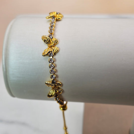 Pulsera Baño de Oro Cristal Austriaco Mariposas