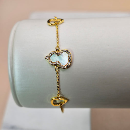 Pulsera Baño de Oro Cristal Austriaco Dije Calabaza Nacar Circones