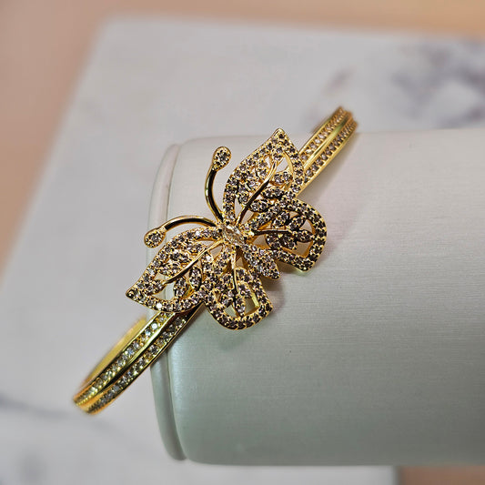 Pulsera Baño de Oro Cristal Austriaco Esclava Mariposa