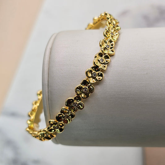 Pulsera Baño de Oro Esclava Pequeñas Flores