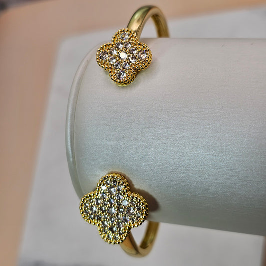 Pulsera Baño de Oro Cristal Austriaco Esclava Trebol