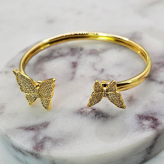 Pulsera Baño de Oro Cristal Austriaco Esclava Mariposa Pequeñas