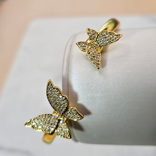 Pulsera Baño de Oro Cristal Austriaco Esclava Mariposa Pequeñas