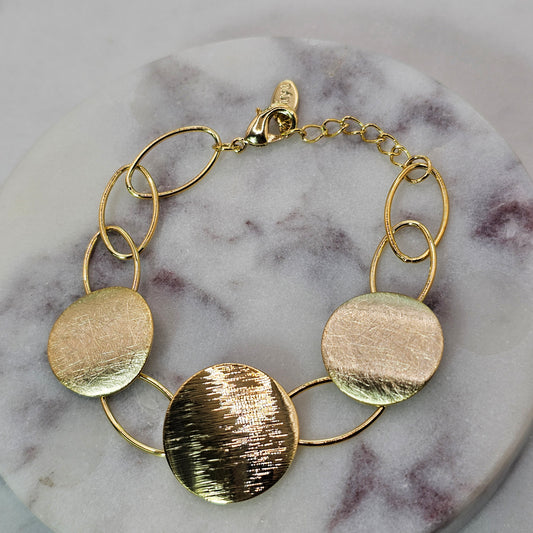 Pulsera Baño de Oro Satinada Circulos