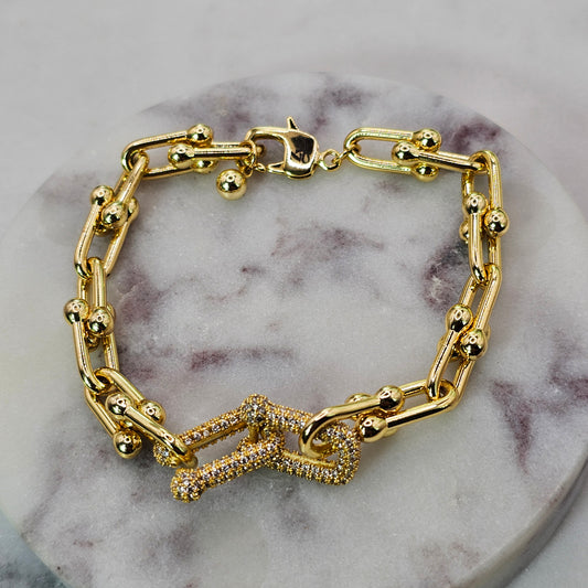 Pulsera Baño de Oro Cristal Austriaco Tifany Dorada