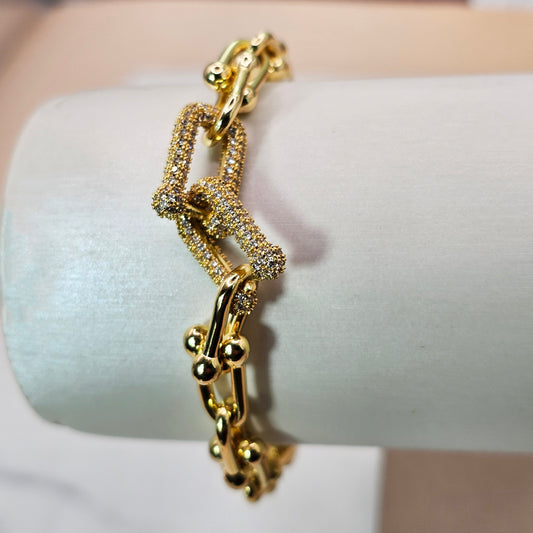 Pulsera Baño de Oro Cristal Austriaco Tifany Dorada