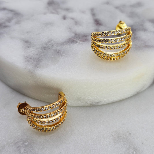 Aro Baño de Oro Cristal Austriaco Argolla Deluxe