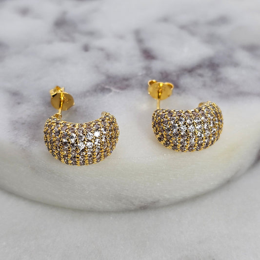 Aro Baño de Oro Cristal Austriaco Media Luna