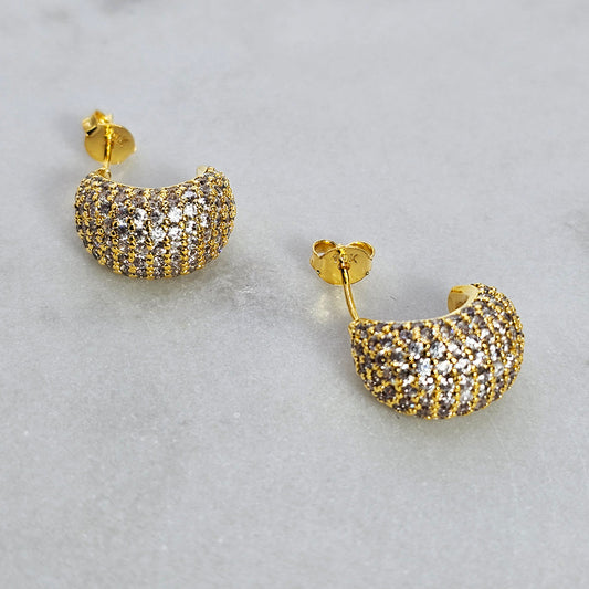 Aro Baño de Oro Cristal Austriaco Media Luna