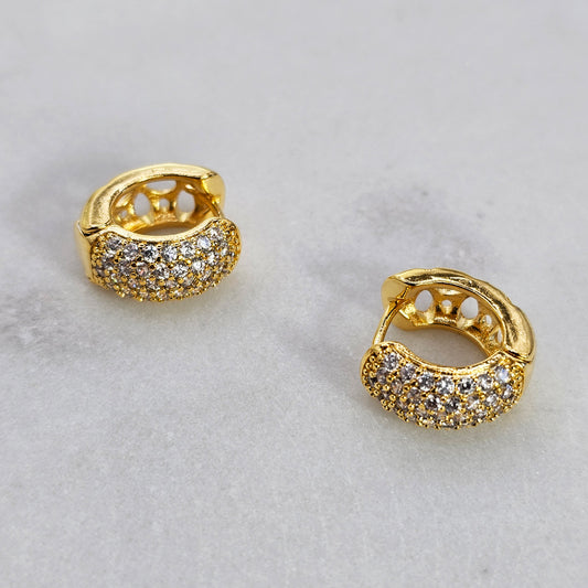 Aro Baño de Oro Cristal Austriaco Argolla Perforada Pequeña