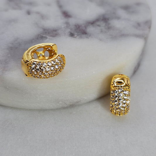 Aro Baño de Oro Cristal Austriaco Argolla Perforada Pequeña