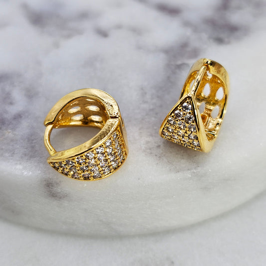 Aro Baño de Oro Cristal Austriaco Argolla Mosaico gota