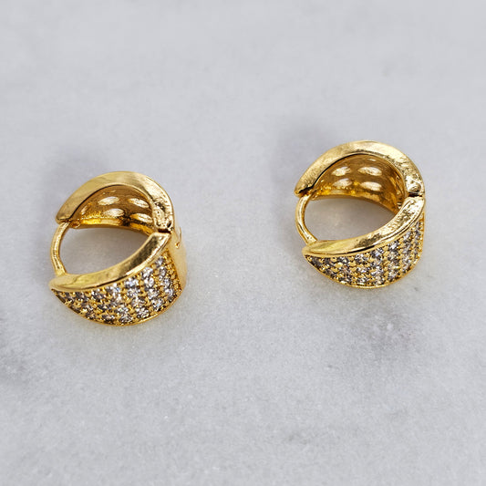 Aro Baño de Oro Cristal Austriaco Argolla Mosaico gota