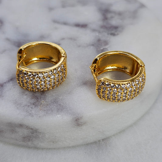 Aro Baño de Oro Cristal Austriaco Argolla Cuadrada