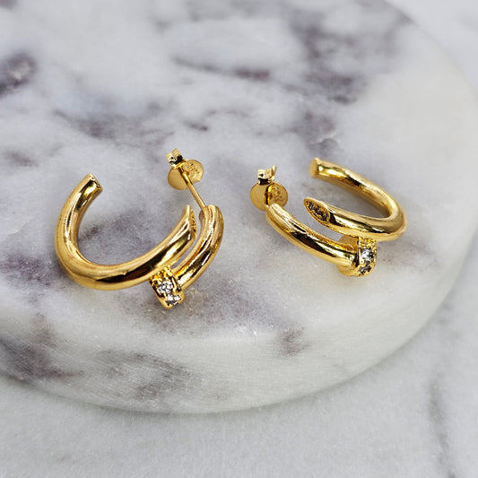 Aro Baño de Oro Cristal Austriaco Media Argolla Union