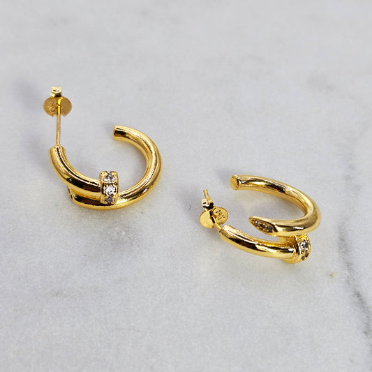 Aro Baño de Oro Cristal Austriaco Media Argolla Union