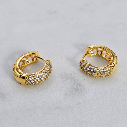 Aro Baño de Oro Cristal Austriaco Argolla Perforada