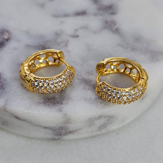 Aro Baño de Oro Cristal Austriaco Argolla Perforada