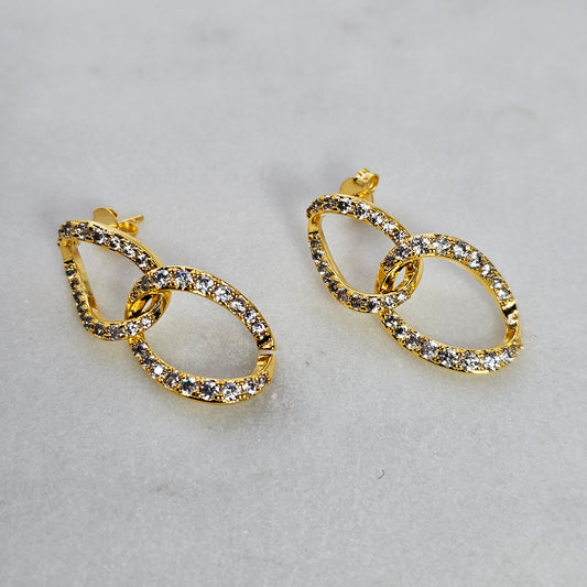 Aro Baño de Oro Cristal Austriaco Doble Argolla