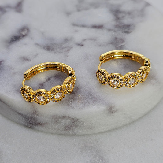 Aro Baño de Oro Cristal Austriaco Argolla Circulos