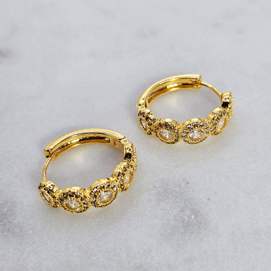 Aro Baño de Oro Cristal Austriaco Argolla Circulos