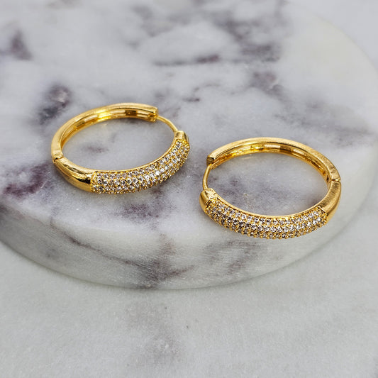 Aro Baño de Oro Cristal Austriaco Argolla Brillante