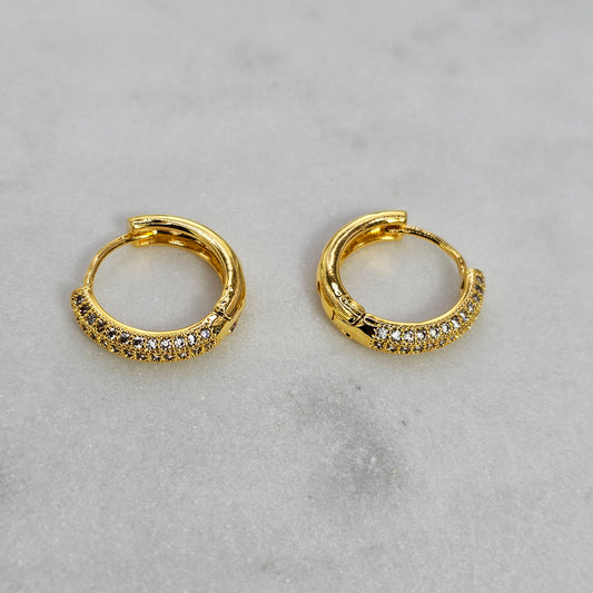 Aro Baño de Oro Cristal Austriaco Argolla Delgada