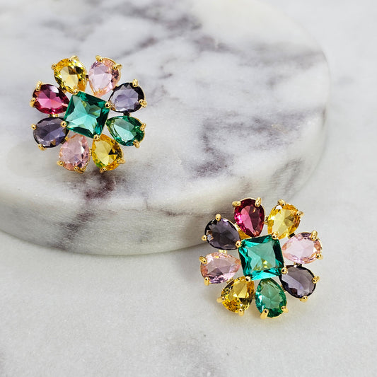 Aro Baño de Oro Cristal Austriaco Aura Floral