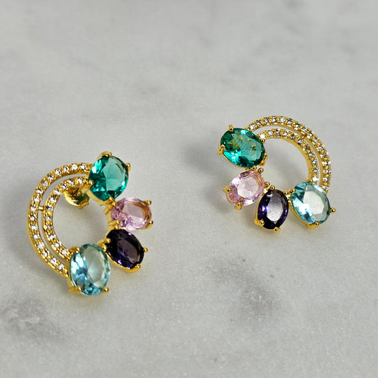 Aro Baño de Oro Cristal Austriaco Circulo Aurora