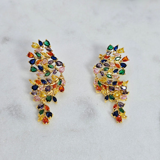 Aro Baño de Oro Cristal Austriaco Alas de Mariposa Multicolor