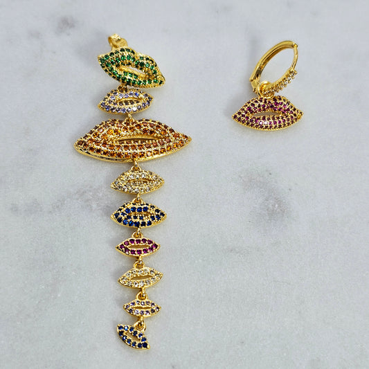 Aro Baño de Oro Cristal Austriaco Beso Desigual