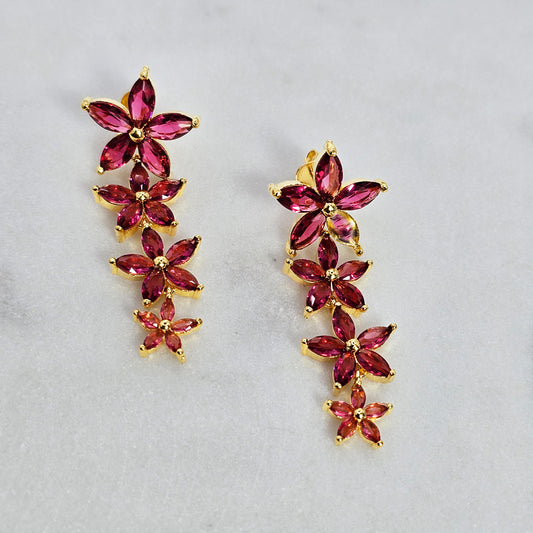 Aro Baño de Oro Cristal Austriaco Escala de Flores