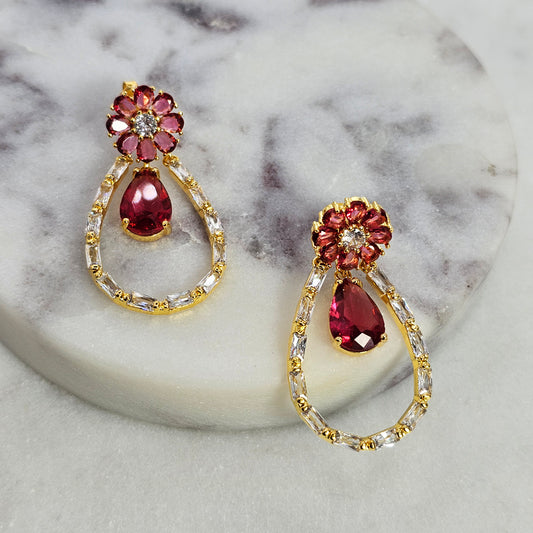 Aro Baño de Oro Cristal Austriaco Crystal Oval Flower