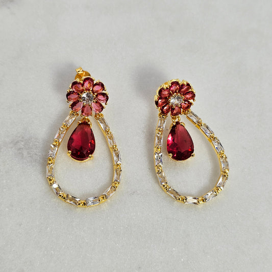 Aro Baño de Oro Cristal Austriaco Crystal Oval Flower