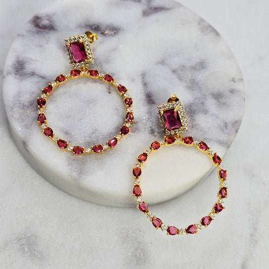 Aro Baño de Oro Cristal Austriaco Brillo Geometrico