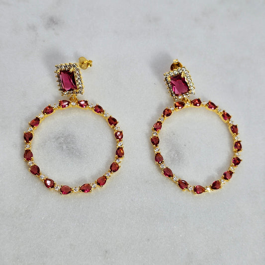 Aro Baño de Oro Cristal Austriaco Brillo Geometrico