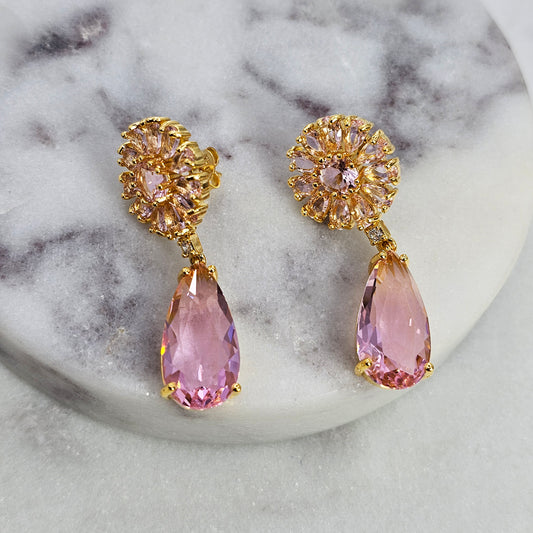 Aro Baño de Oro Cristal Austriaco Esplendo de Flor