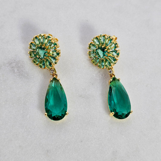 Aro Baño de Oro Cristal Austriaco Destello turquesa