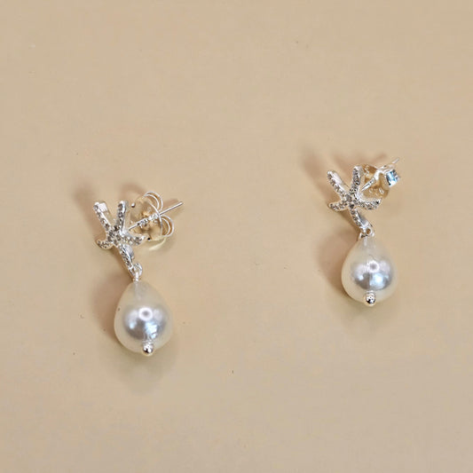 Aro Plata 925 Estrella Perla Colgante