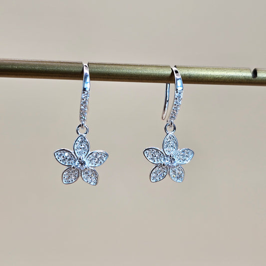 Aro Plata 925 Flor Colgante