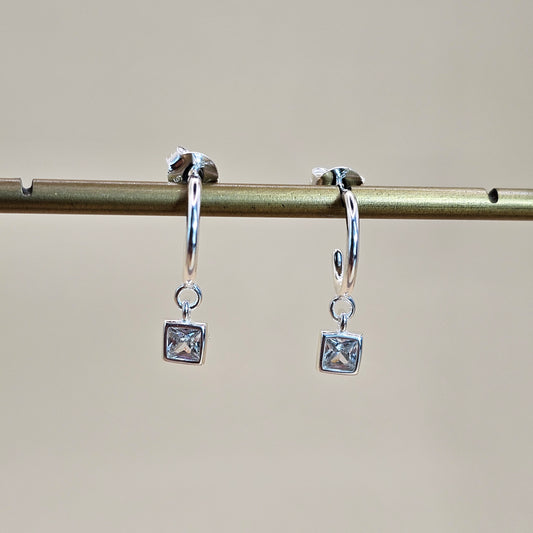 Aro Plata 925 Argolla Punto de Luz Cuadrado