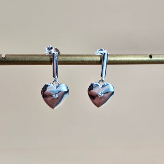 Aro Plata 925 Corazon Colgante Circon