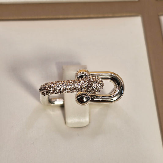 Anillo Baño de Plata Rodinada Cristal Austriaco Cuadrado