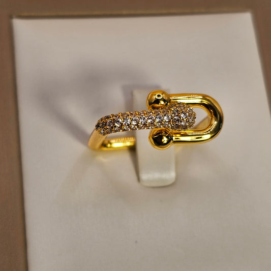 Anillo Baño de Oro Rodinada Cristal Austriaco Cuadrado